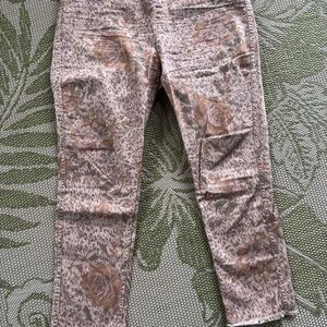 Leopard Print Pants with Floral Design